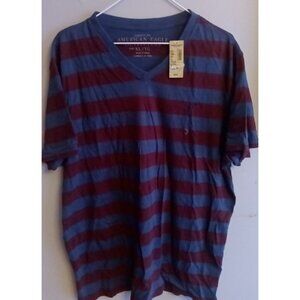Mens American Eagle Outfitters Logo Striped Tee Athletic Fit XL Short Sleeve